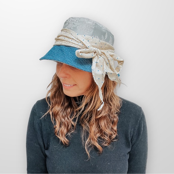 ♻️ Upcycle Hat Women’s Spring Hats with Hair Scarf Eco Friendly Sustaina… - Picture 4 of 8